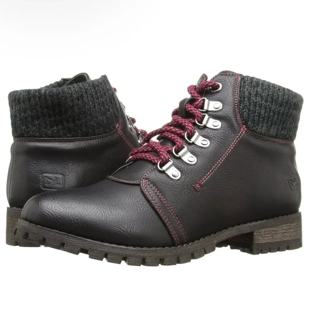 DIRTY LAUNDRY TREBLE Women's Cozy Lace-Up Hiker Booties Burnished Black Size 8 - Picture 8 of 9